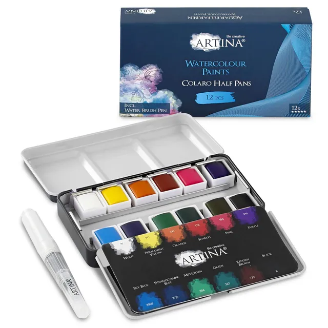artina-colaro-aquarellfarben-set-12er-mit-pinsel image 1