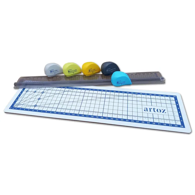 artoz-tools-linealschneideset-7-teilig-papierschneider-mit-matte image 1