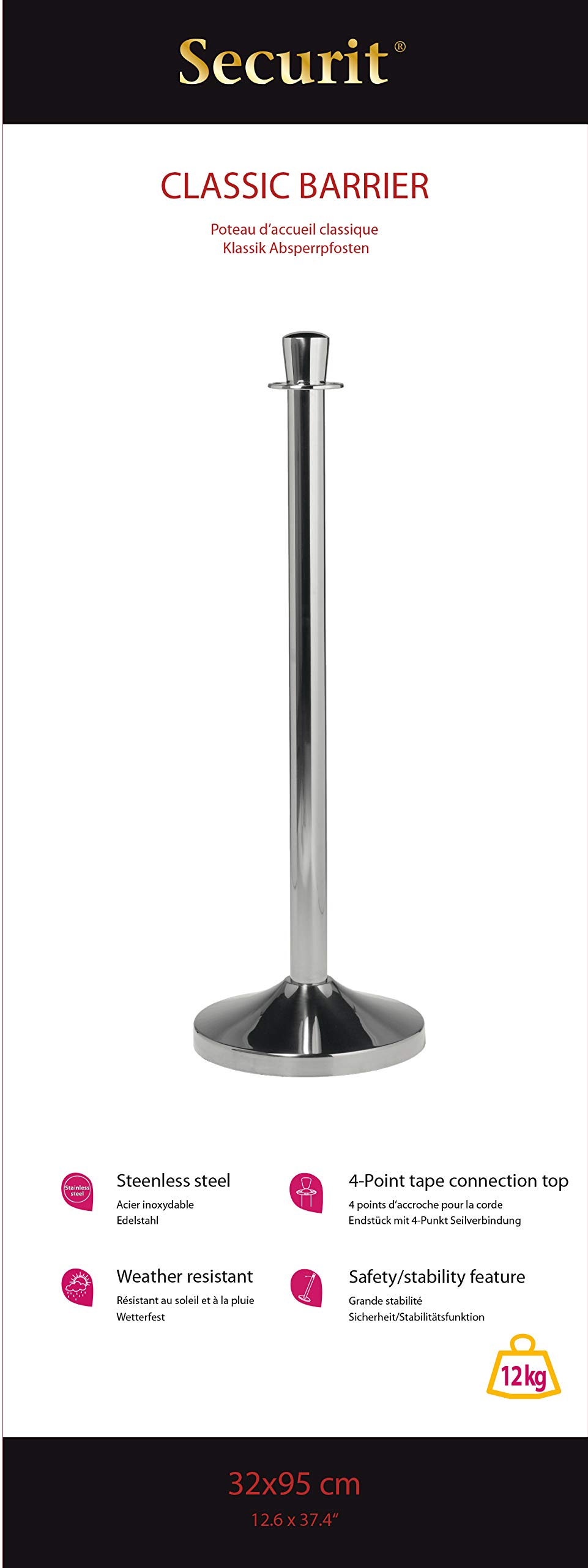 securit-classic-kordelst-nder-pfosten-chrom-flach-100cm image 6