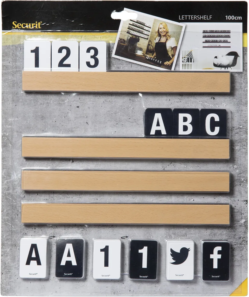 securit-magnetic-buchstabenleiste-regal-grau-1-m-teak image 1