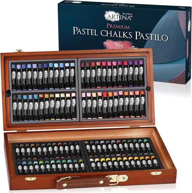 artina-pastilo-pastellkreide-set-96-farben-im-holzkoffer image 1