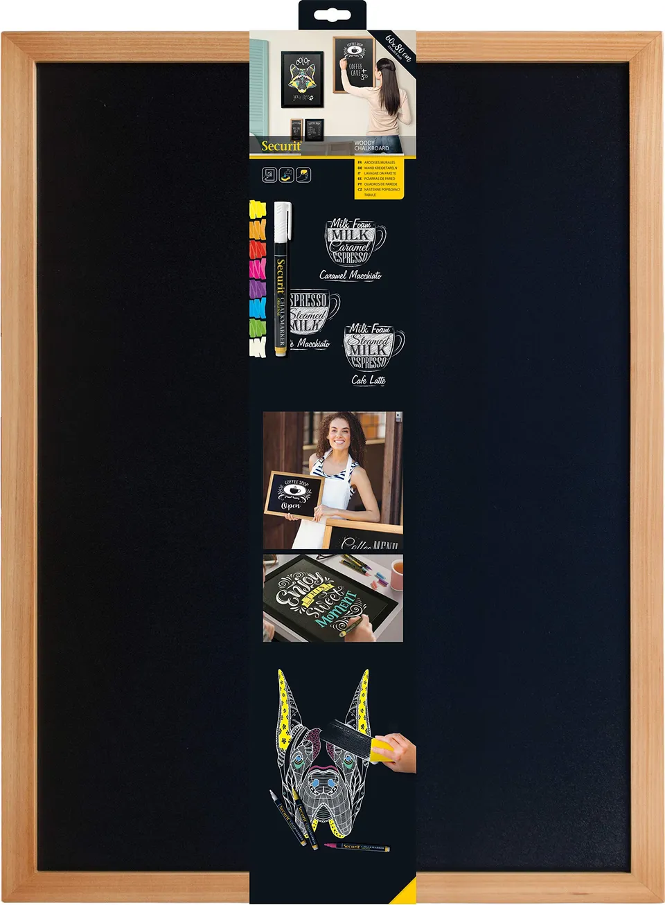 securit-universal-kreidetafel-teak-60x80-cm-holzrahmen image 1