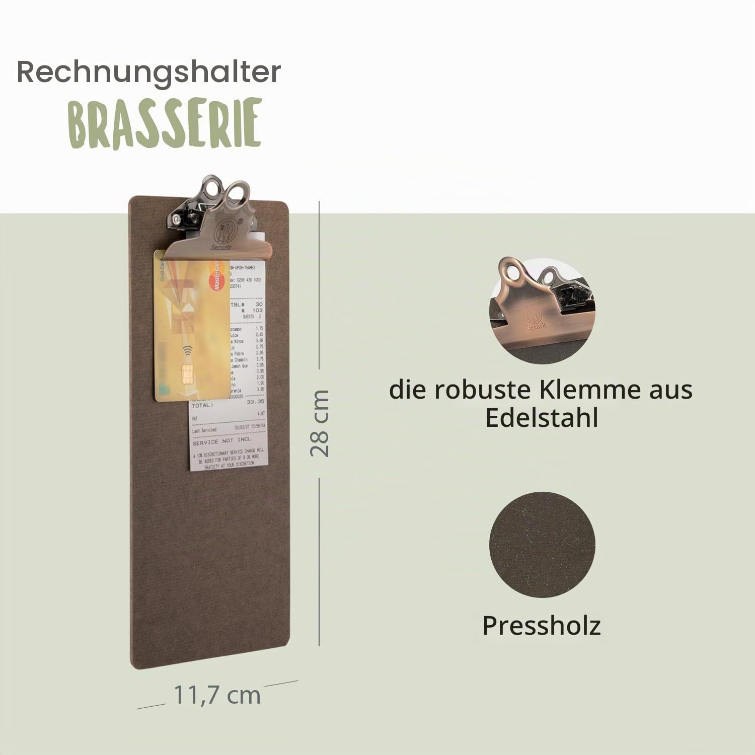securit-basic-clipboard-rechnungshalter-clip-braun-hartfaser image 2