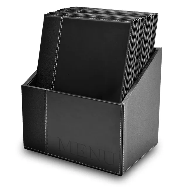 securit-trendy-weinkarte-a4-schwarz-lederoptik-20er-box image 1