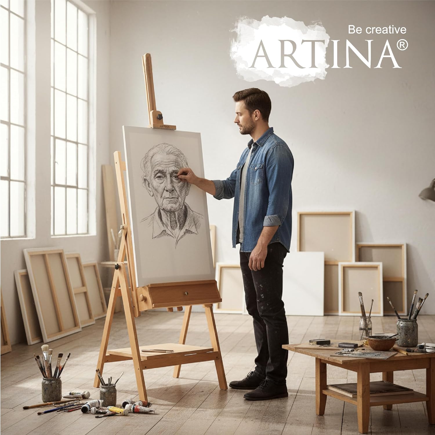 artina-akademie-napoli-atelierstaffelei-buchenholz-mit-schublade image 7