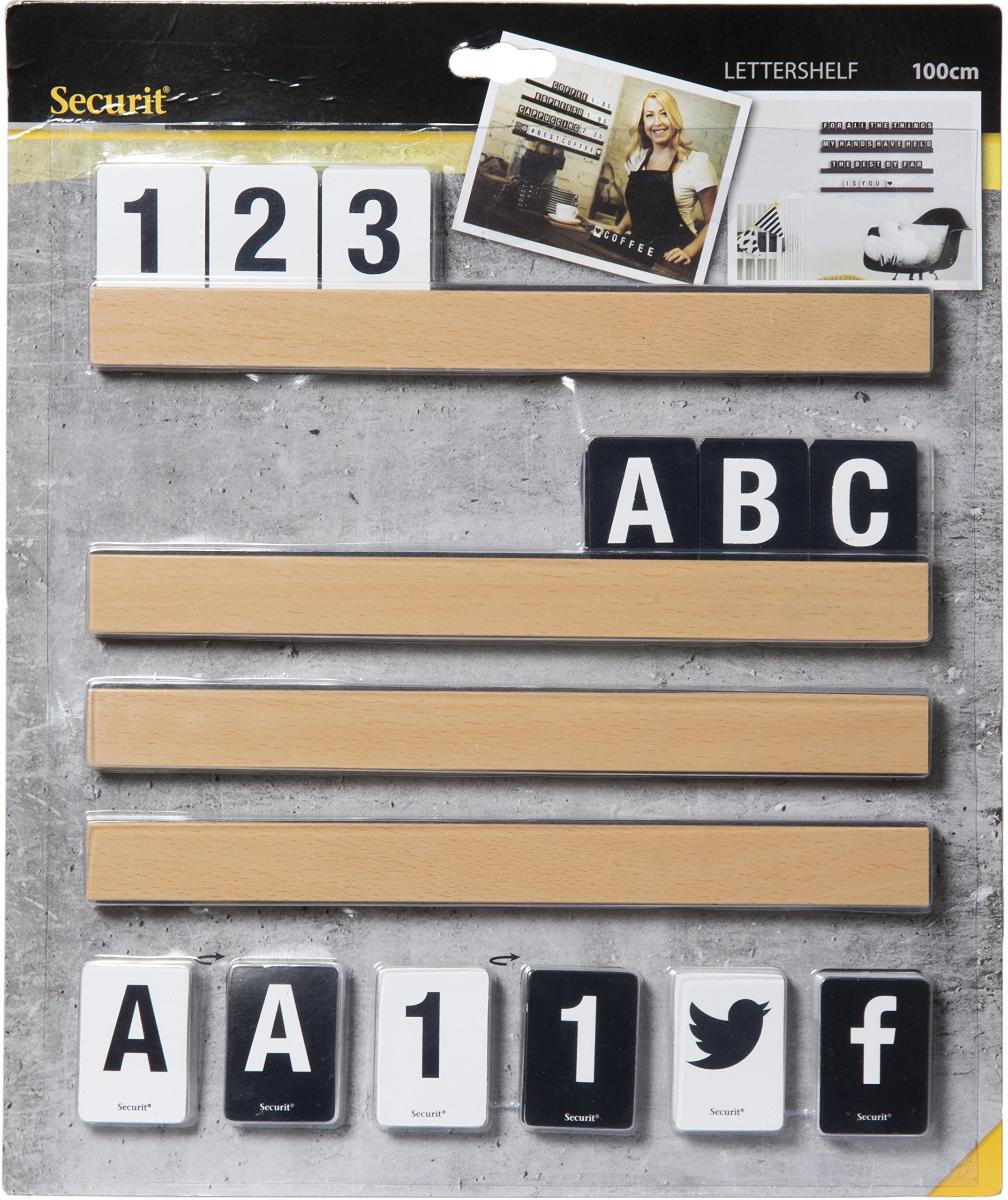securit-magnetic-buchstabenleiste-regal-grau-1-m-teak image 1