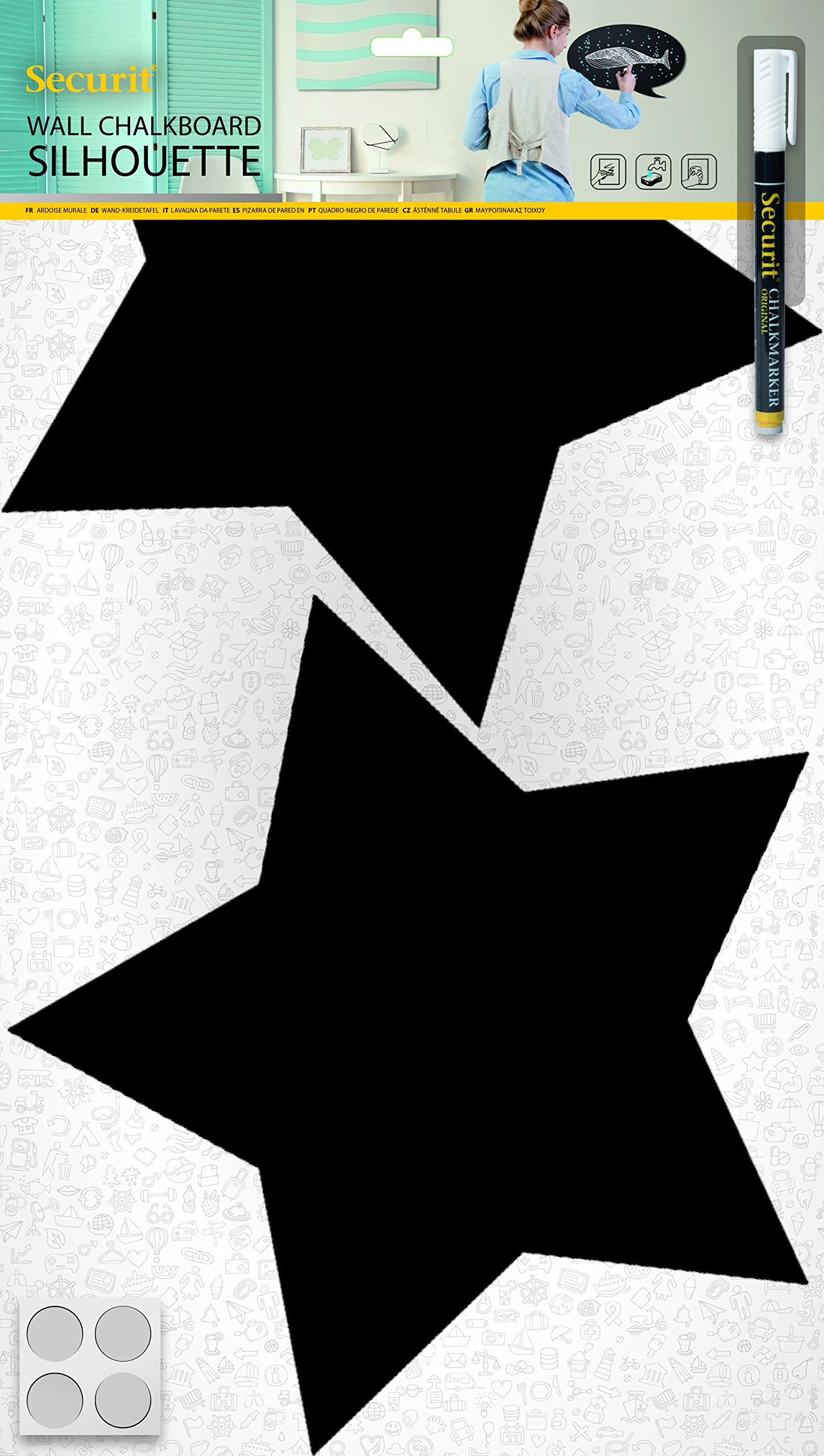 securit-universal-kreidetafel-stern-klett-inkl-marker image 3