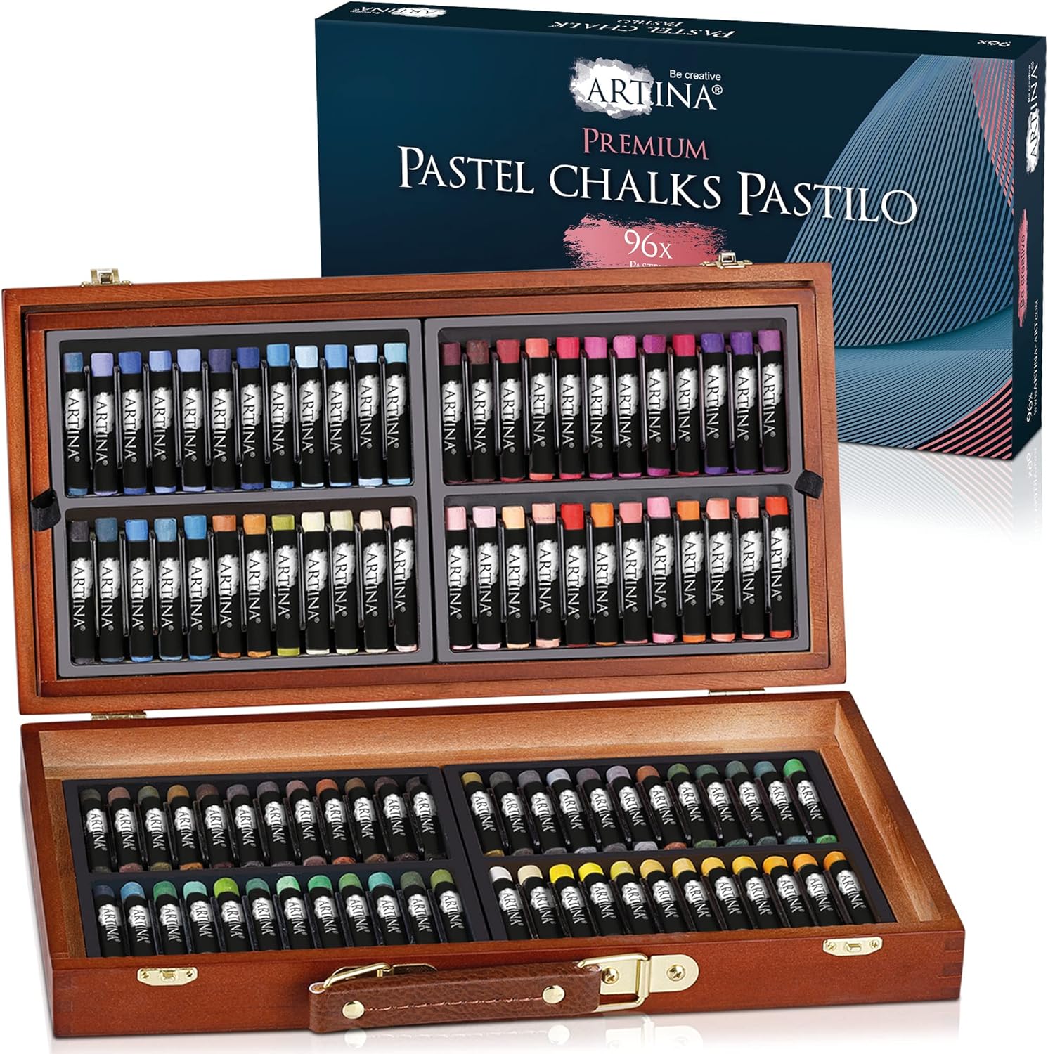 artina-pastilo-pastellkreide-set-96-farben-im-holzkoffer image 1
