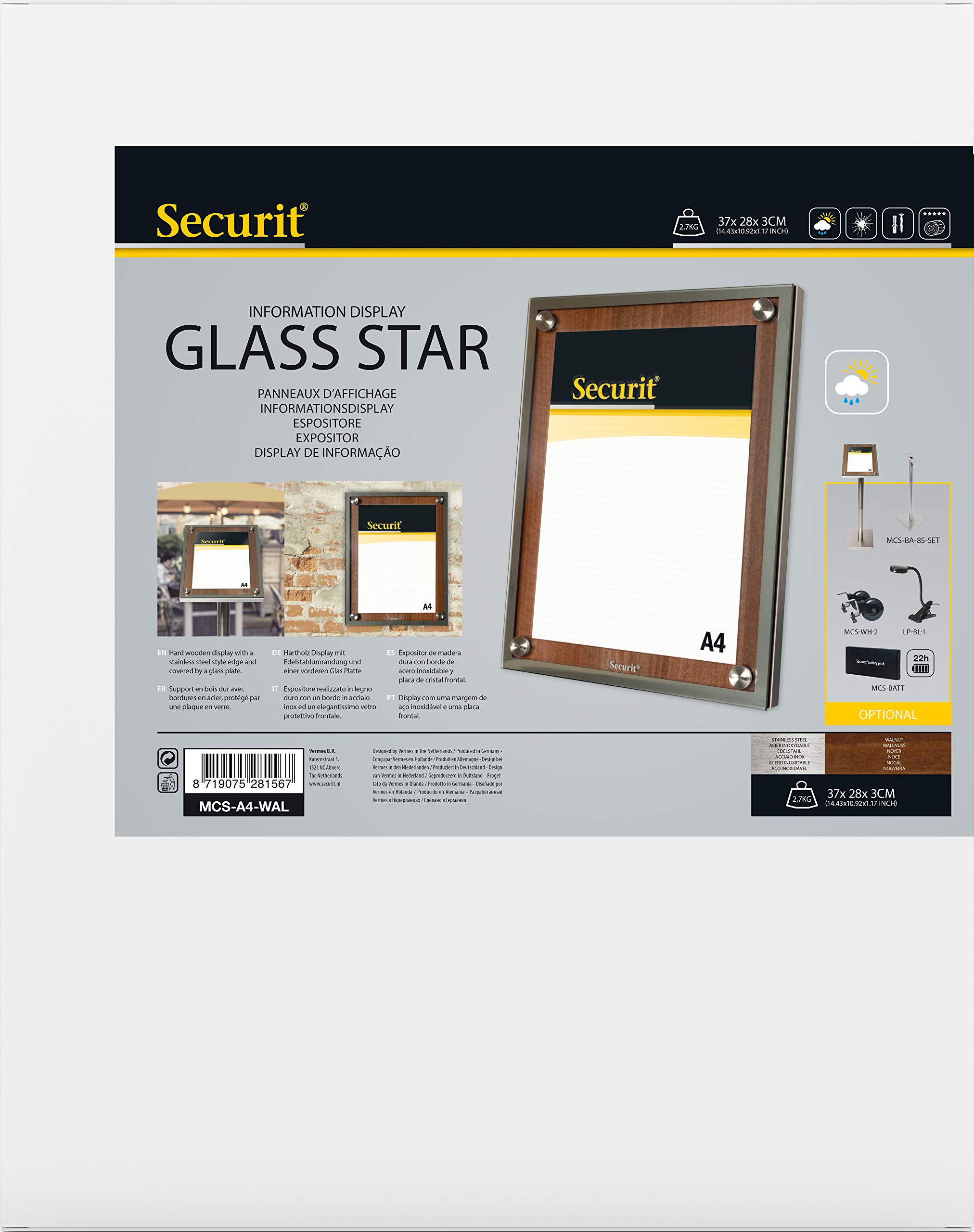 securit-universal-schaukasten-glass-star-a4-walnuss image 3